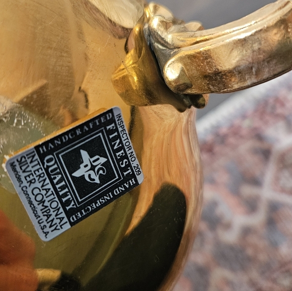 VINTAGE PAIR 24 karat Gold Electroplated Footed Tea & Coffee Pot - Picture 9 of 13